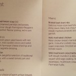 Menu Virgin Atlantic Upper Class 